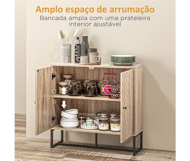 Aparador Melamina de Madeira, MDF e Metal HOMCOM Castanho