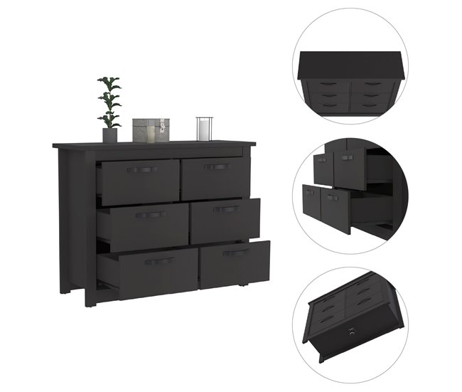 Bolsa de estudos dupla com 6 gavetas Preto