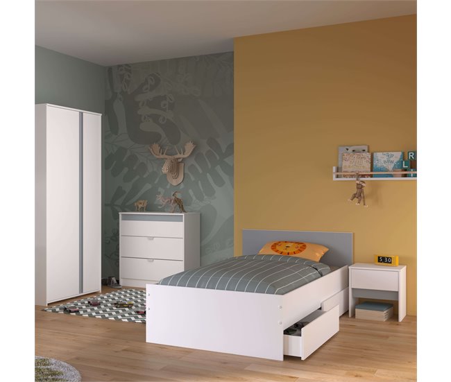 Pacote de 2 gavetas inferiores para cama infantil estilo nórdico Branco