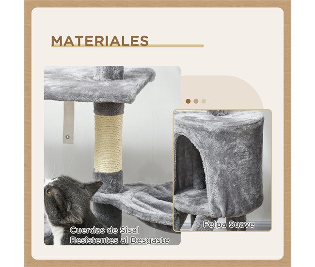 Arranhador para Gatos Aglomerado, Pelúcia e Corda de Sisal PawHut Cinza