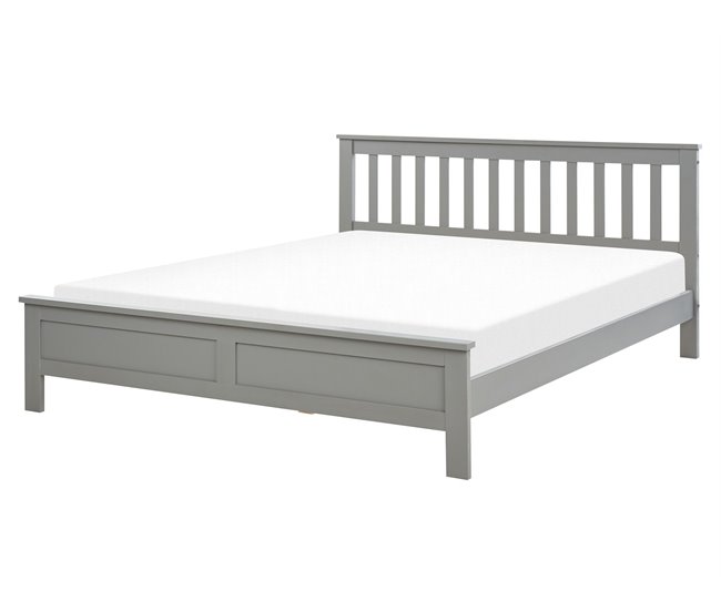 Beliani Cama com estrado Pinho MAYENNE 169x208 Castanho