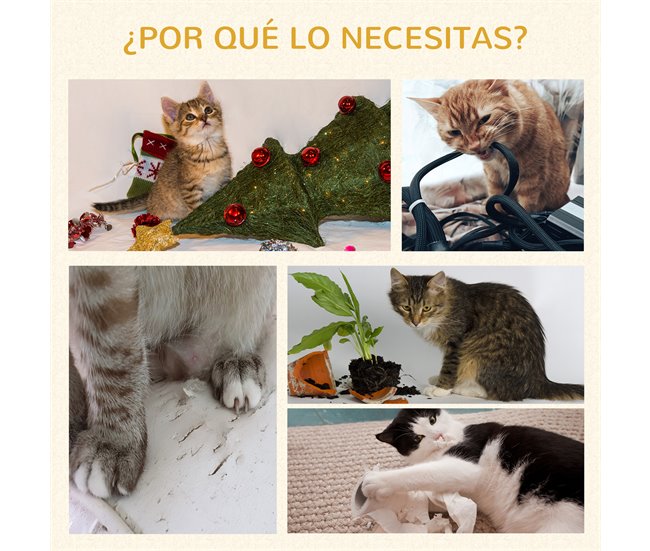 Arranhador para Gatos Aglomerado de Madeira, Pelúcia e Sisal Creme