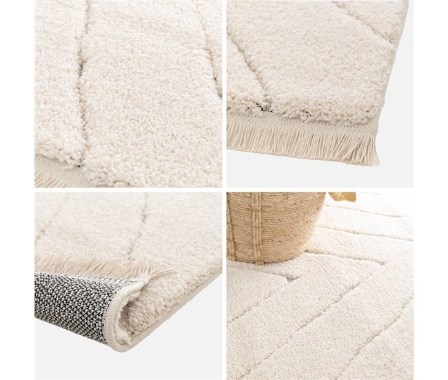 Alcatifa interior tufada com relevo claro 170x120 Creme