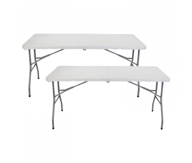 Pack 2 Mesas Dobráveis ​​Retangulares O91 150x70 Branco