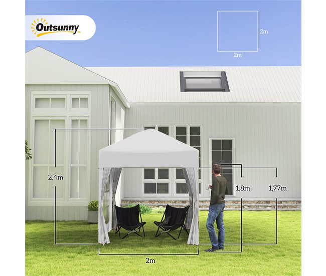 Tenda Dobrável Aço e Tecido de Oxford Outsunny 200x200 Branco