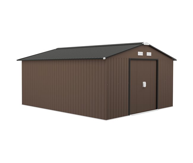 Abrigo de Exterior Aço Galvanizado e PP Outsunny Castanho