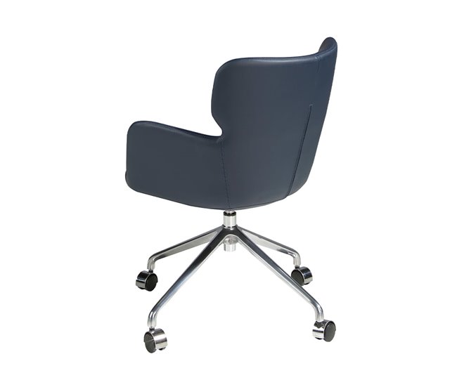 ANGEL CERDA Cadeira de escritório giratória em pele ecológica azul AlumÍnio