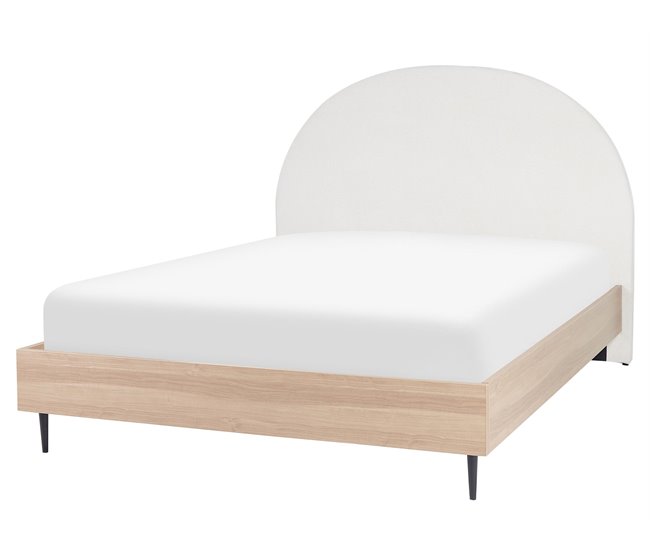 Beliani Cama com estrado Poliéster MILLAY 176x211 Branco/ Bege