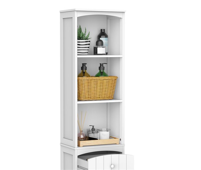 Armário Polivalente MDF HOMCOM, casa - casa de banho 34 Branco