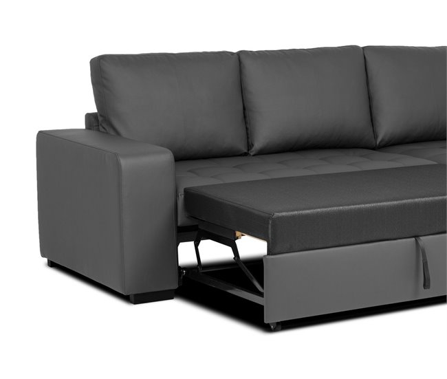Chaise longue de pele sintética com cama HARRY Branco