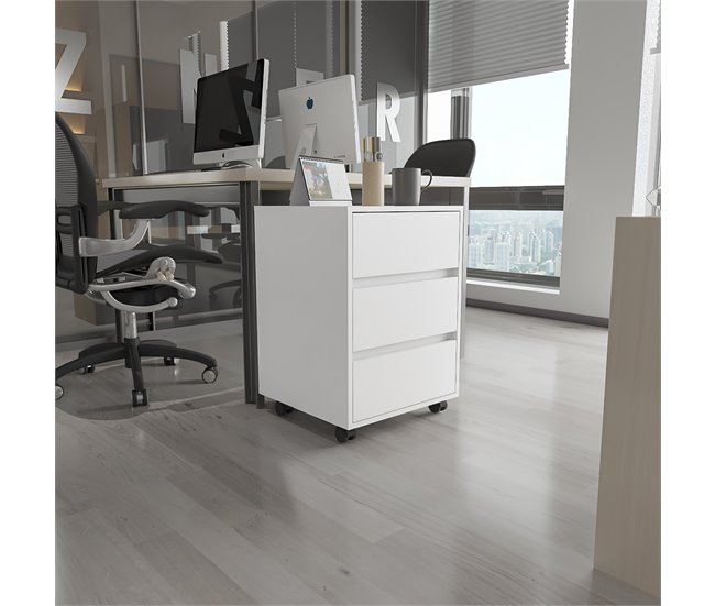 Armário de arquivo em melamina Artemide, com gavetas em calha metálica, 65.98 cm X 46.38 cm X 45.28 cm, branco Branco