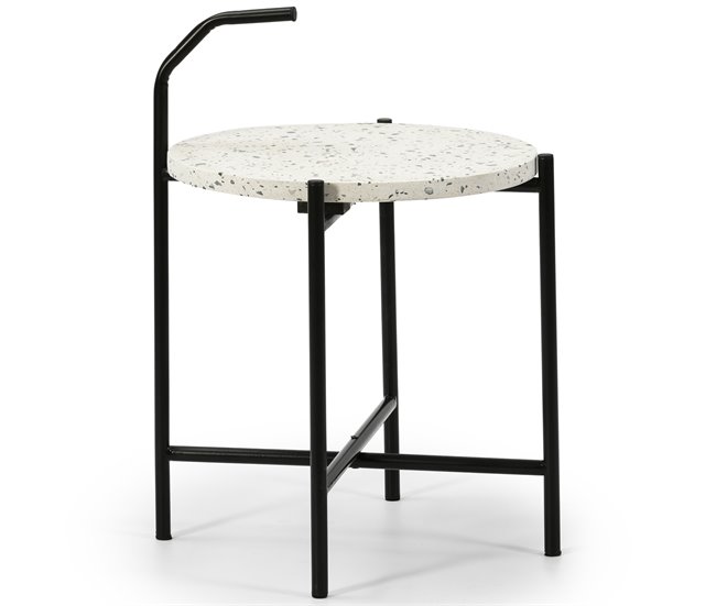 Mesa de apoio redonda Yala, terrazzo Branco Branco