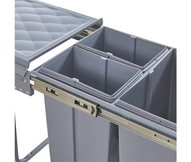 Caixote do lixo extraível Froland capacidade 2 x 10 L + 1 x 20 L Cinza
