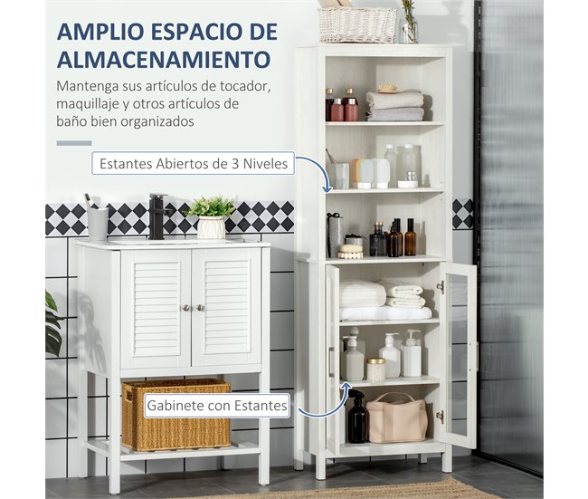 Armário Casa de Banho Melamina de Madeira kleankin Branco