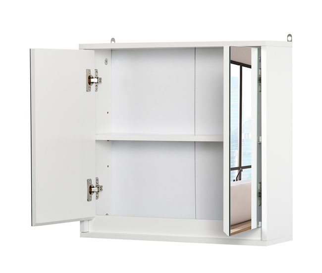 Armário de Casa de Banho Melamina de Madeira, MDF e Vidro HOMCOM 48 Branco