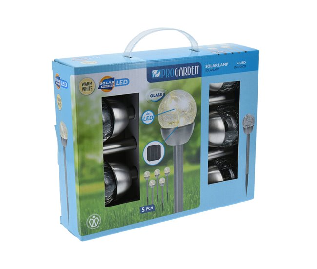 Well Home Conjunto de 5 Luzes Solares Cromada