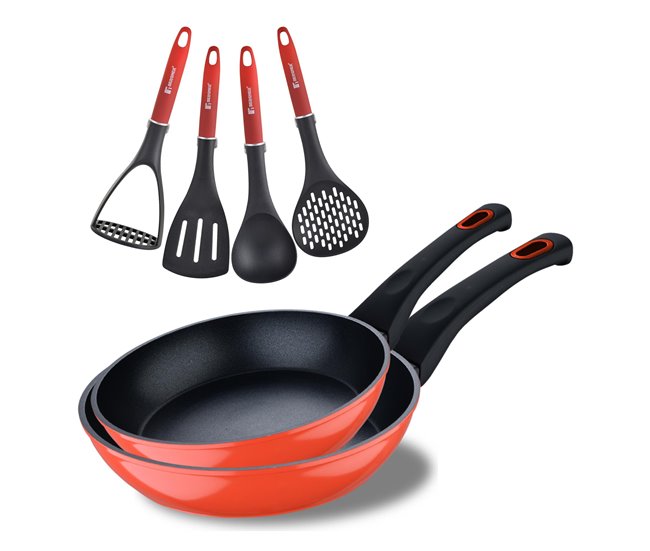 Conjunto de 2 frigideiras CLASSIQUE em + utensílios de cozinha Bergner Preto