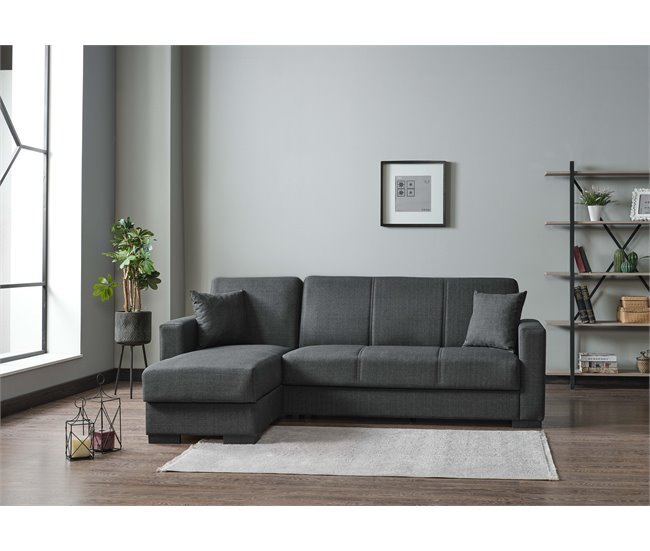 Chaise longue ANGELO com cama reversível cinza Cinza Escuro