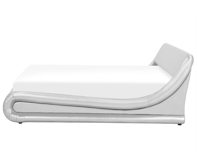 Beliani Cama com estrado Pele sintética AVIGNON 205x221 Cinza