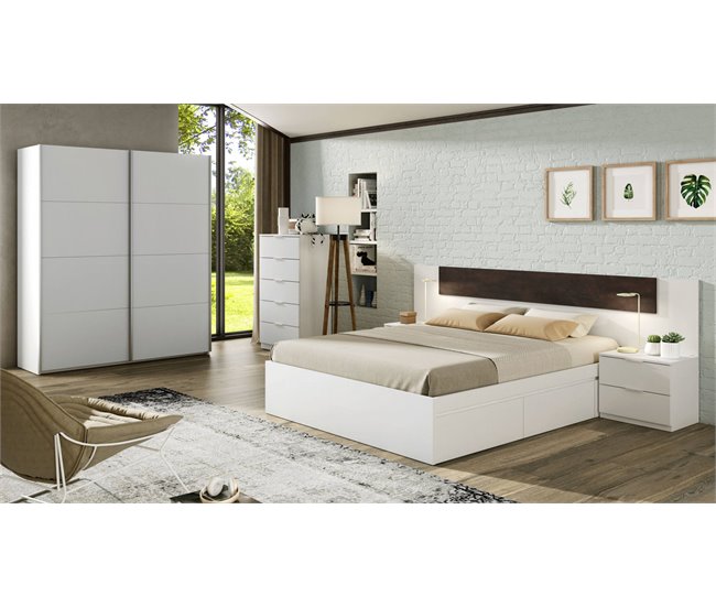 Armário 2 portas com efeito madeira 150 Branco Brillo