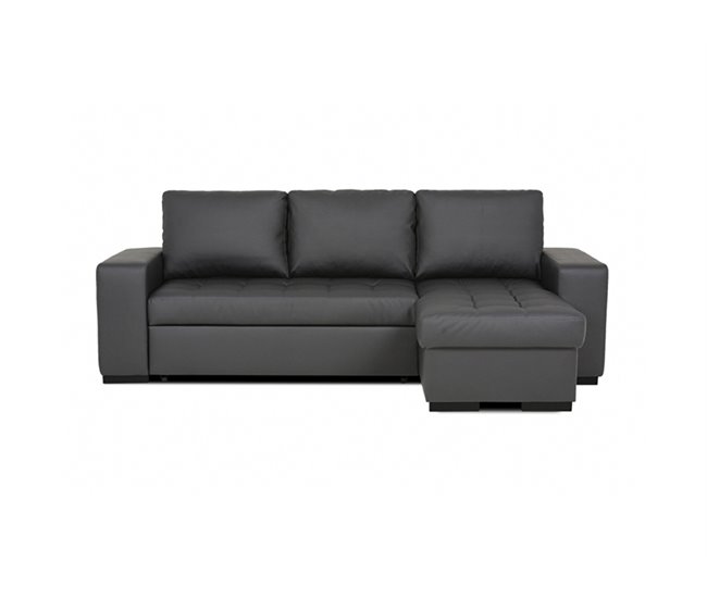 Chaise longue de pele sintética com cama HARRY Preto