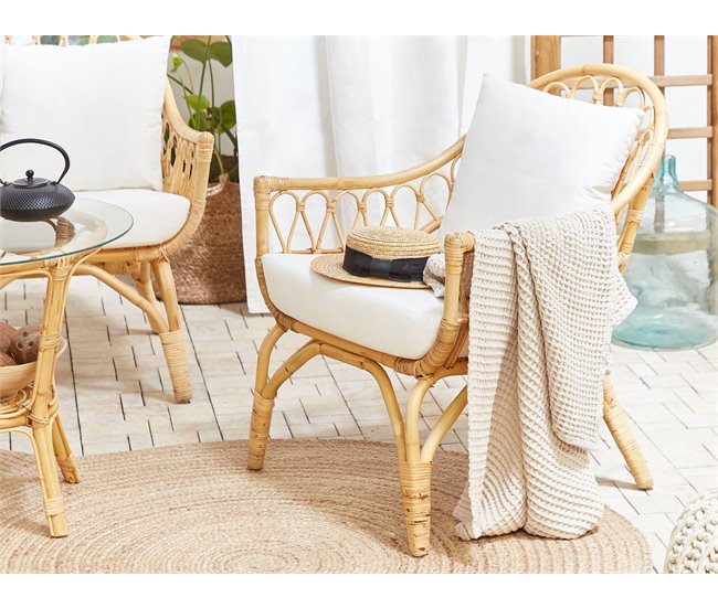 Beliani Conjunto lounge Rattan/vime SIBARI Bege