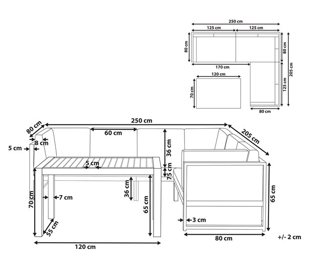 Beliani Conjunto lounge CASTELLA GR1531651