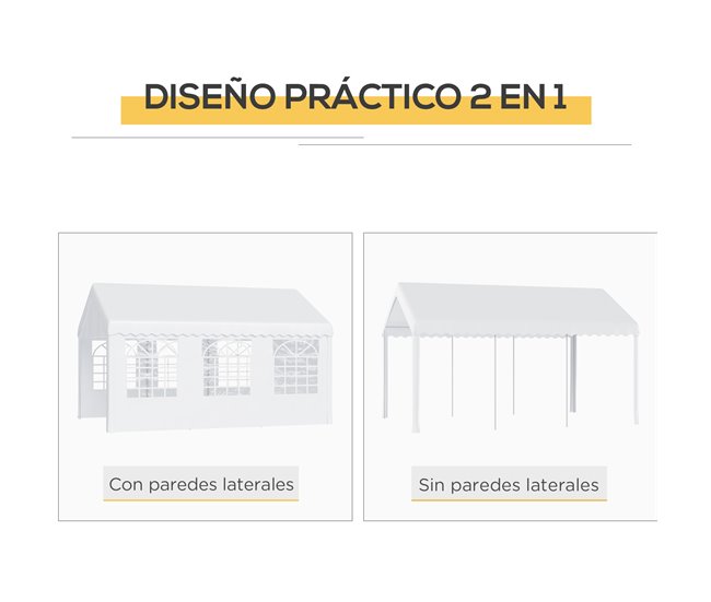 Pérgola de Jardim Aço, PE Outsunny 600x400 Branco
