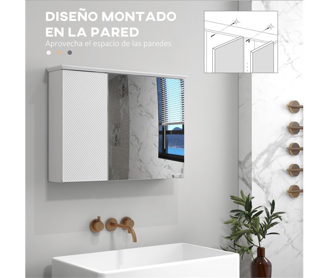 Armário Casa de Banho com Espelho MDF HOMCOM Branco