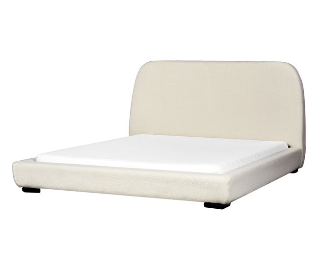 Beliani Cama de água Bouclé ROISEL 181x226 Creme