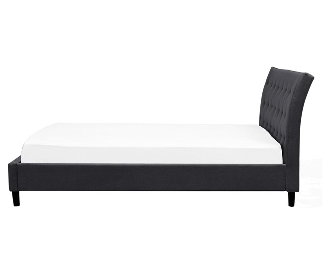 Beliani Cama com estrado Poliéster SAVERNE 177x228 Cinza Claro
