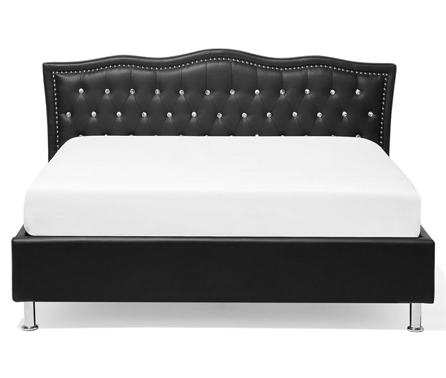 Beliani Cama com estrado Pele sintética METZ 189x215 Preto