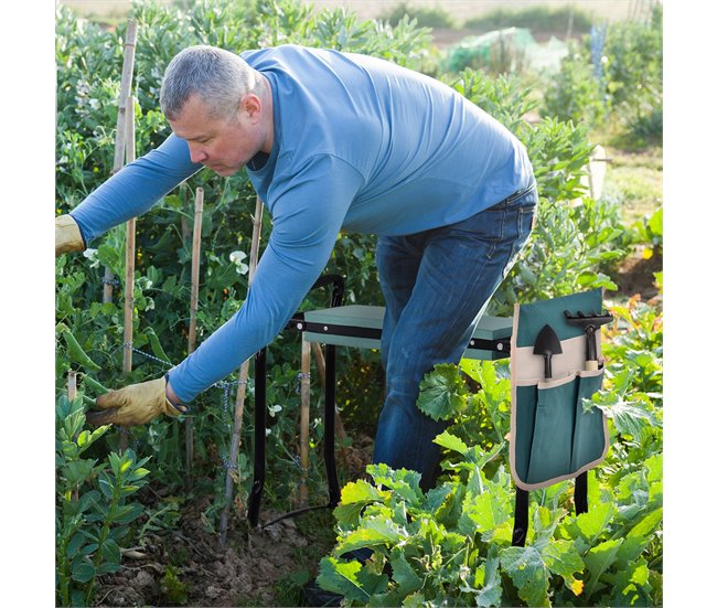 Banco de Jardinagem Aço e Espuma EVA Outsunny Multicor