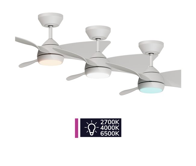 Ventoinha de teto ASHER com pás LED motor DC Branco