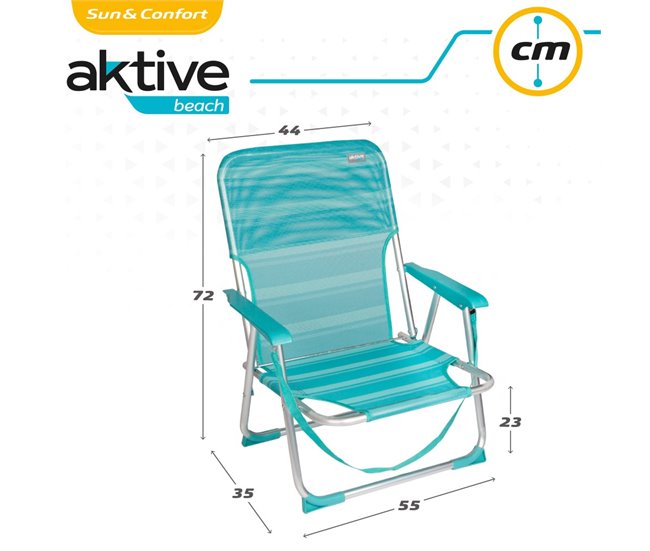 Cadeira dobrável fixa em alumínio Aktive Beach - mediterraneo Azul