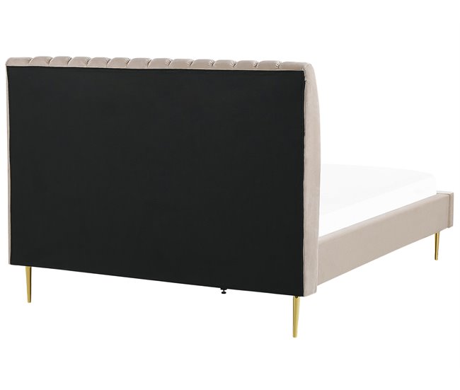Beliani Cama com estrado Veludo MARVILLE 202x225 Areia