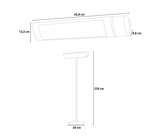 Radiador Exterior CALDO IRB NERO TERRA Sined com Pedestal 2000W, Preto e Cinzento Preto
