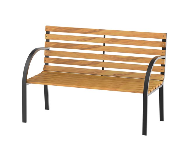 Banco de parque Aço e madeira Outsunny 122x60 Castanho