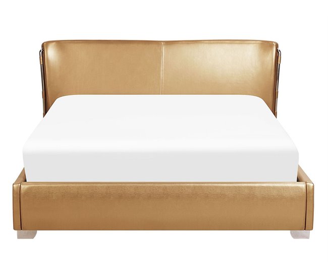 Beliani Cama de água Pele PARIS 175x228 Dourado