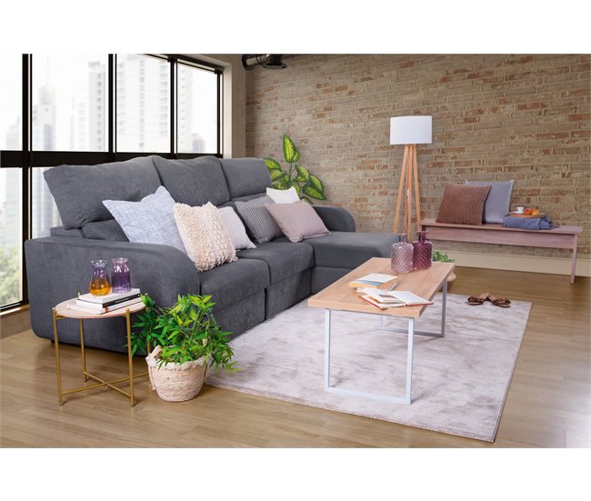 Chaise longue convertível em cama tecido APRIL Cinza
