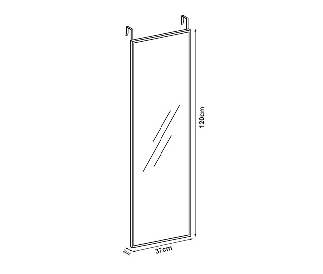 [en.casa] Espelho de porta Lesina com 2 ganchos de alumínio 120x37cm - Preto [en.casa] 37x2 Branco