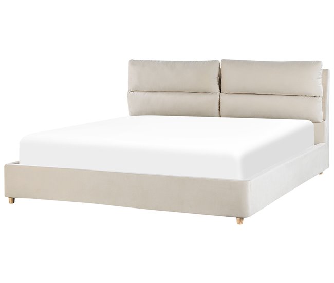 Beliani Cama baú Veludo BATILLY 194x224 Bege