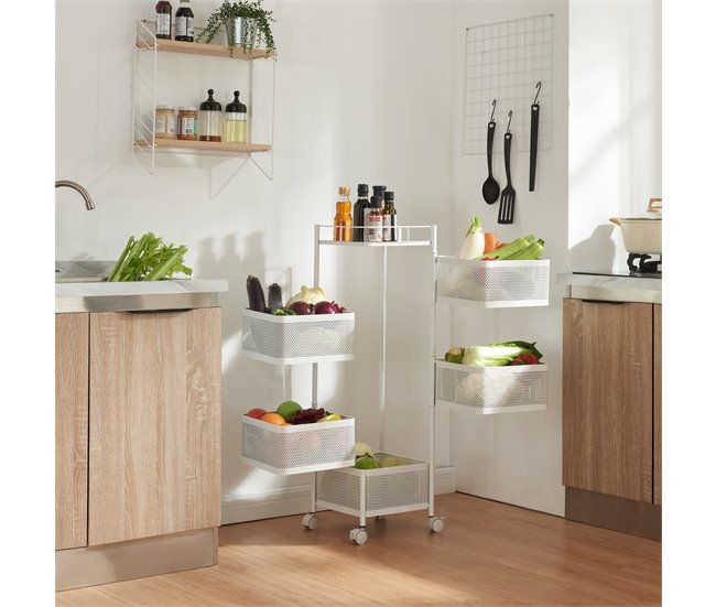 [en.casa] Carro de cozinha Sunndal com 5 cestos em aço 27 Branco