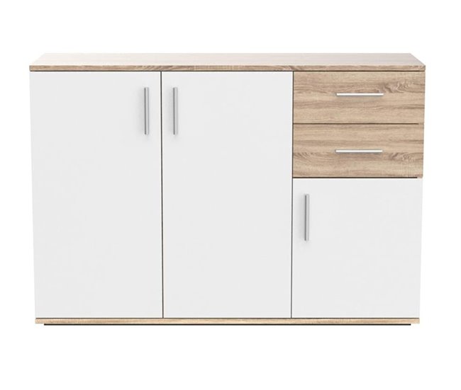 Aparador Cômoda 3 Portas e 2 Gavetas 120 Branco/cinza