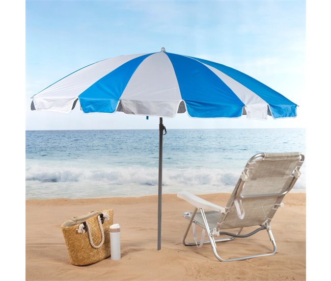 Aktive Guarda-sol grande  wister inclinável UV50 c/capa Branco/ Azul
