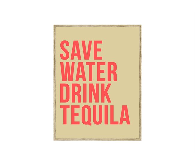 Pintura arte deco SAVE WATER 40x50cm de MARCOMUEBLE Bege