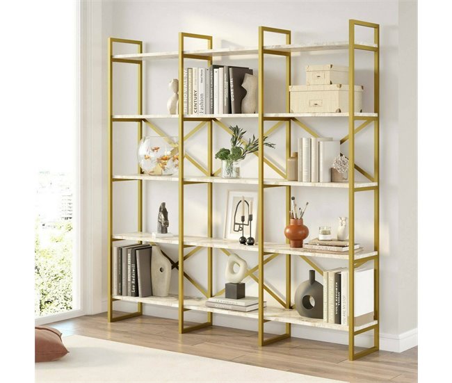 Estante de livros com efeito madeira 170 Dourado