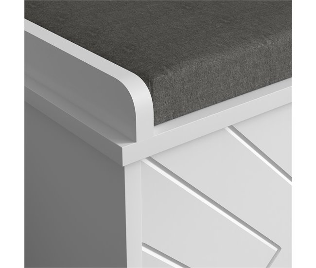 Banco Sapateira MDF, melamina de madeira, poliéster HOMCOM Branco