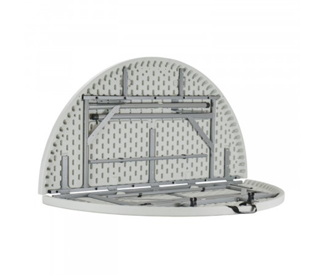 Mesa dobrável redonda efeito granito O91 121x121 Branco