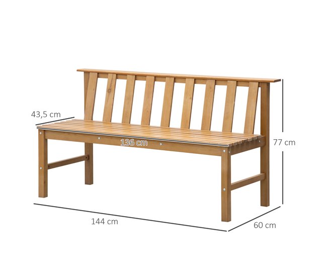 Banco de Exterior Madeira de Abeto Outsunny 144x60 Laranja
